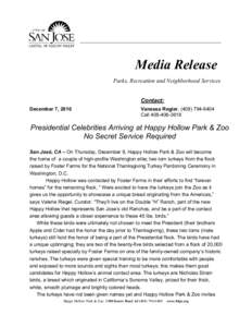 Media Release Parks, Recreation and Neighborhood Services Contact: December 7, 2010