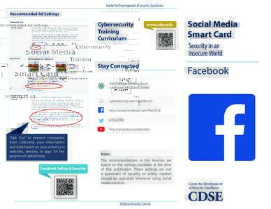 Center for Development of Security Excellence Recommended Ad Settings Cybersecurity Training Curriculum