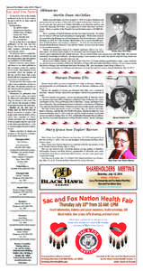 Sac and Fox News • June 2014 • Page 2  Sac and Fox News The Sac & Fox News is the monthly publication of the Sac & Fox Nation, located on SH 99, six miles south of
