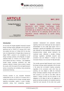 ARTICLE  MAY, 2012 ANALYSIS AND NEWS Foreign Exchange in