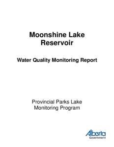 Moonshine Lake Reservoir Water Quality Monitoring Report Provincial Parks Lake Monitoring Program
