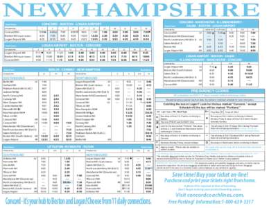 NEW HAMPSHIRE CONCORD - BOSTON - LOGAN AIRPORT Read Down Schedule No.