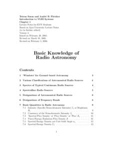 Tetsuo Sasao and Andr´ e B. Fletcher Introduction to VLBI Systems Chapter 1 Lecture Notes for KVN Students Based on Ajou University Lecture Notes