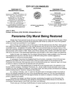 CITY OF LOS ANGELES PANORAMA CITY NEIGHBORHOOD COUNCIL DIRECTORS Dianabel Gonzalez, Chair • Tony Wilkinson, VCh Martin Geisler, Treas • Pamela Gibberman, Sec