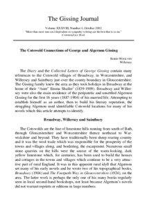 The Gissing Journal Volume XXXVIII, Number 4, October 2002 “More than most men am I dependent on sympathy to bring out the best that is in me.”