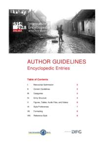 AUTHOR GUIDELINES Encyclopedic Entries Table of Contents I.  Manuscript Submission