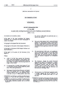 Council Recommendation of 9 June 2009 on patient safety, including the prevention and control of healthcare associated infections