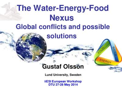 The Water-Energy-Food Nexus Global conflicts and possible solutions  Gustaf Olsson