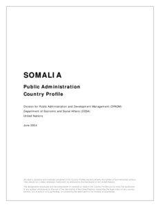 SOMALIA Public Administration Country Profile