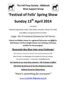 The Fell Pony Society - Midlands West Support Group ‘Festival of Fells’ Spring Show th