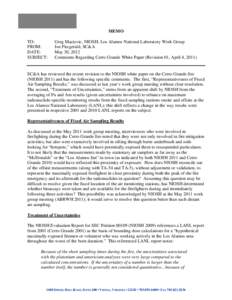 Memo:  Comments Regarding Cerro Grande White Paper (Revision 01, April 4, 2011)