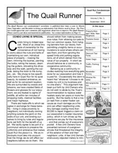 The Quail Runner  Quail Run Condominium Trust Volume 2, No. 3, September, 2004
