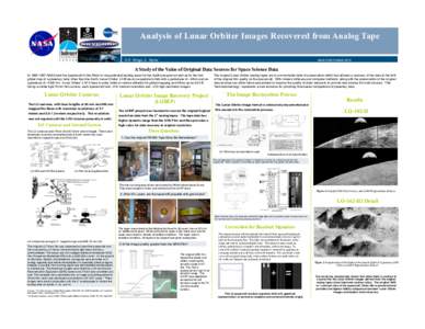 Analysis of Lunar Orbiter Images Recovered from Analog Tape D.R. Wingo, C. Byrne!