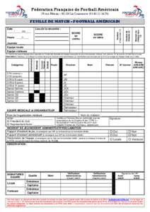 Fédération Française de Football Américain 79 rue Râteau – La Courneuve) SCORE en chiffre