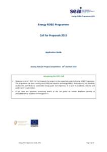 Energy RD&D ProgrammeEnergy RD&D Programme Call for Proposals 2015