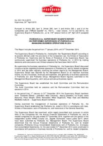 SUPERVISORY BOARD  No. NOKoprivnica, 20 th AprilPursuant to Article 263, item 3, Article 280, item 3 and Article 300 c and d of the