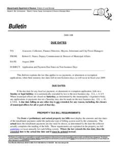 Massachusetts Department of Revenue Division of Local Services Navjeet K. Bal, Commissioner Robert G. Nunes, Deputy Commissioner & Director of Municipal Affairs Bulletin 2008-10B