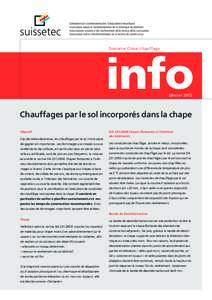 Domaine Clima / chauffage  info JanvierChauffages par le sol incorporés dans la chape