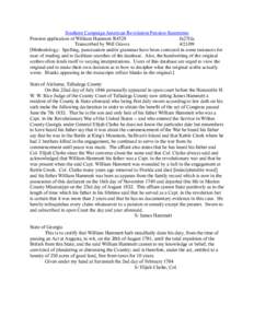 Southern Campaign American Revolution Pension Statements Pension application of William Hammett R4528 fn27Ga. Transcribed by Will Graves[removed]Methodology: Spelling, punctuation and/or grammar have been corrected in s