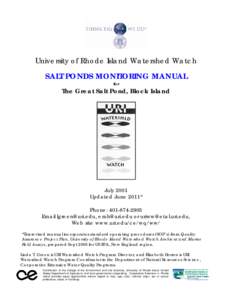 University of Rhode Island Watershed Watch  SALT PONDS MONITORING MANUAL for  The Great Salt Pond, Block Island