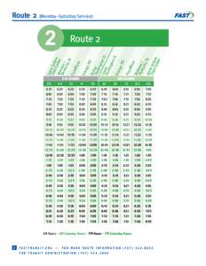 Route 2  (Monday–Saturday Service) 2