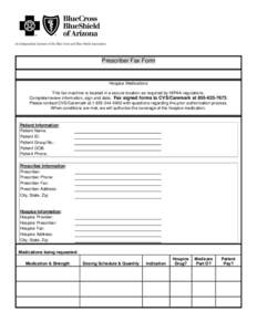 Prescriber FAX Hospice Drugs CD Request Form