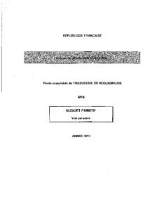 REPUBLIQUE FRANCAISE  Poste comptable de TRESORERIE DE ROQUEMAURE M14