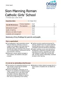 School report  Sion-Manning Roman