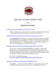 `  AQUATIC INVASIVE SPECIES NEWS[removed]DREISSENID MUSSELS