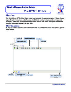 Desire2Learn Quick Guide: The HTML Editor