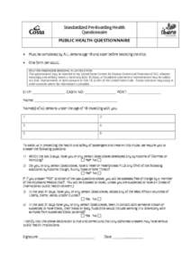 0  Standardized Pre-Boarding Health Questionnaire PUBLIC HEALTH QUESTIONNAIRE