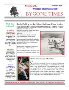 Newsletter of the  November 2012 Troutdale Historical Society