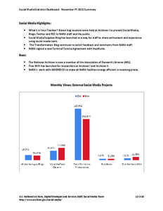 Social Media Statistics Dashboard: November FY 2011 Summary  Social Media Highlights: