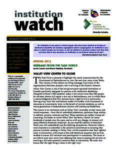 institution  watch Spring[removed]Volume 6, No. 3  Monitoring the