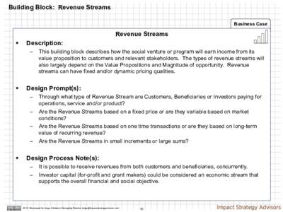 Building Block: Revenue Streams Business Case Revenue Streams § 