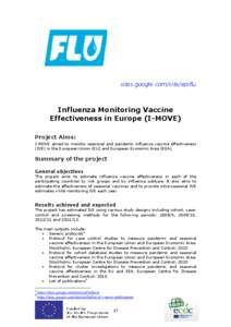 sites.google.com/site/epiflu  Influenza Monitoring Vaccine Effectiveness in Europe (I-MOVE) Project Aims: I-MOVE aimed to monitor seasonal and pandemic influenza vaccine effectiveness