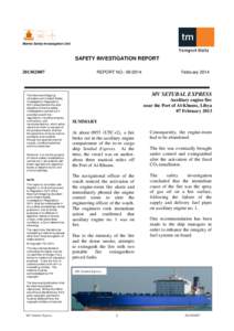 Marine Safety Investigation Unit  SAFETY INVESTIGATION REPORT