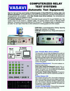 VASAVI  COMPUTERIZED RELAY TEST SYSTEMS  (Automatic Test Equipment)