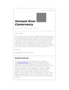 March 2012 NEWSLETTER  Vermont River Conservancy Conserving shorelands and access since 1995