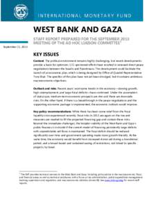 West Bank and Gaza: Staff Report Prepared for the September 2013 Meeting of the Ad Hoc Liaison Committee; September 11, 2013