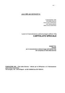 pag. 1  prot.386 del[removed]FONDAZIONE IDIS Città della Scienza Istituto per la Diffusione