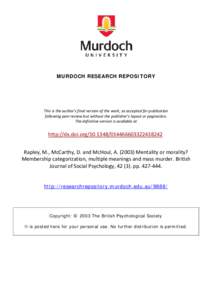 MURDOCH RESEARCH REPOSITORY  This is the author’s final version of the work, as accepted for publication following peer review but without the publisher’s layout or pagination. The definitive version is available at