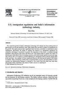 Technological Forecasting & Social Change – 854 U.S. immigration regulations and India’s information technology industry Ron Hira