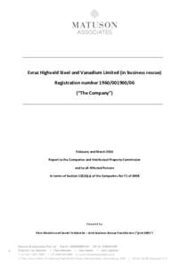 __________________________________________________________________________  Evraz Highveld Steel and Vanadium Limited (in business rescue) Registration number (“The Company”) __________________________