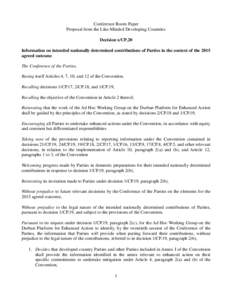 Information on intended nationally determined contributions of Parties in the context of the 2015 agreed outcome-Decision X/CP.20