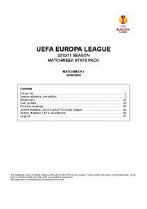 UEFA EUROPA LEAGUE[removed]SEASON MATCHWEEK STATS PACK