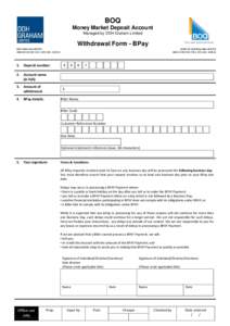 BOQ Money Market Deposit Account Managed by DDH Graham Limited Withdrawal Form - BPay DDH GRAHAM LIMITED