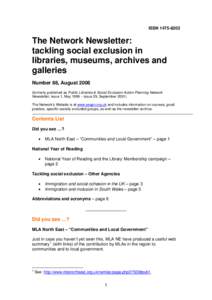 Structure / Knowledge / Sociological terms / Joseph Rowntree Foundation / Community cohesion / Social cohesion / Public library / Social exclusion / Local community / Social psychology / Sociology / Sectarian violence