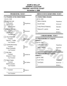 Sample Ballot General Partisan State Fed