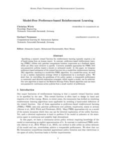 Model-Free Preference-based Reinforcement Learning  Model-Free Preference-based Reinforcement Learning Christian Wirth  